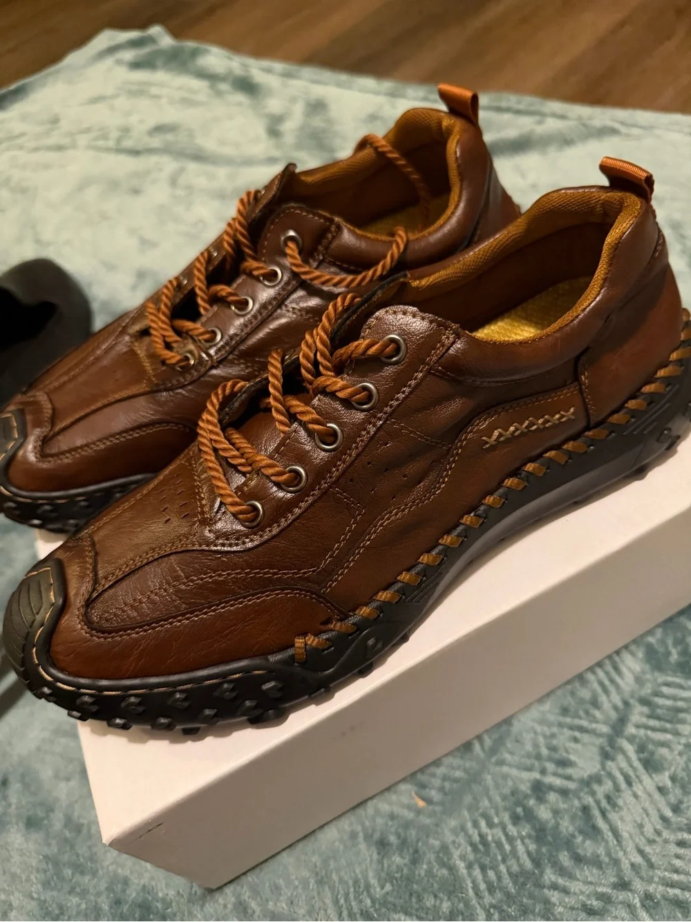 Men's Brown Leather Casual Lace-Up Shoes